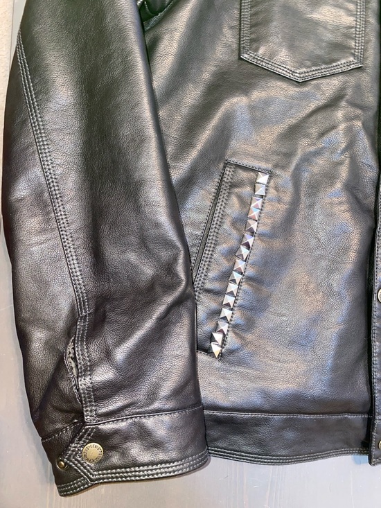 Levi's Dark Brown Faux Leather Bomber Jacket with Cream Sherpa Collar - Picture 3 of 10